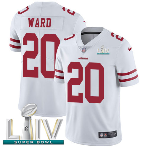 San Francisco 49ers Nike #20 Jimmie Ward White Super Bowl LIV 2020 Men Stitched NFL Vapor Untouchable Limited Jersey